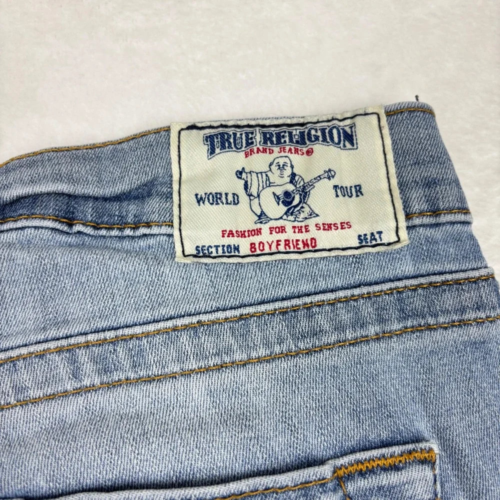 True Religion Boyfriend Light Wash Blue Denim Jeans Size 27 Mens